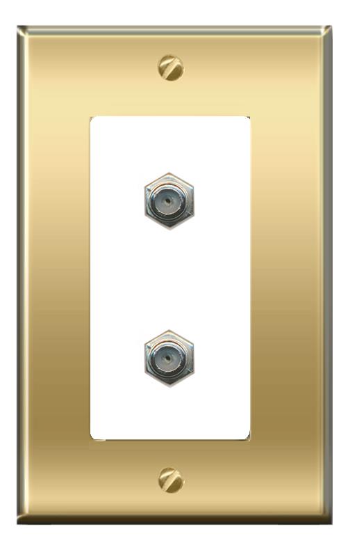 RiteAV -RiteAV 2 COAX Wall Plate Decorative [Brass/White]