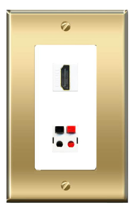 RiteAV -RiteAV HDMI SPEAKER Wall Plate Decorative [Brass/White]