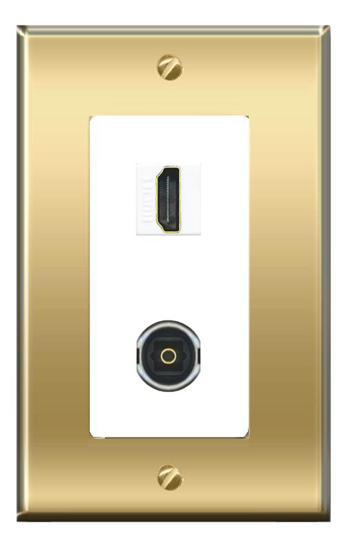 RiteAV -RiteAV HDMI TOSLINK Wall Plate Decorative [Brass/White]