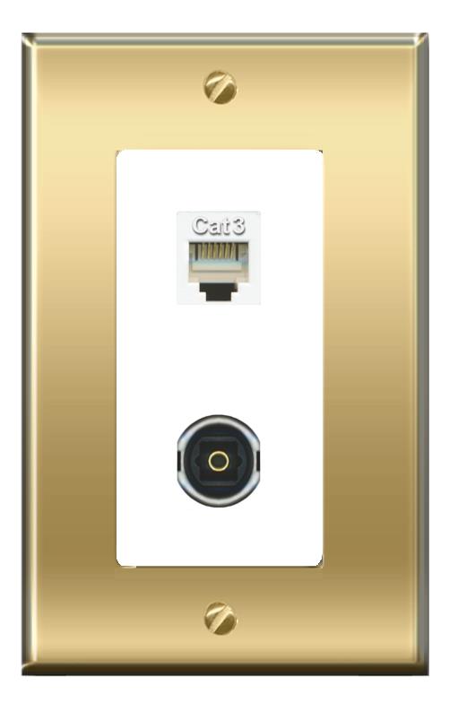 RiteAV -RiteAV PHONE TOSLINK Wall Plate Decorative [Brass/White]