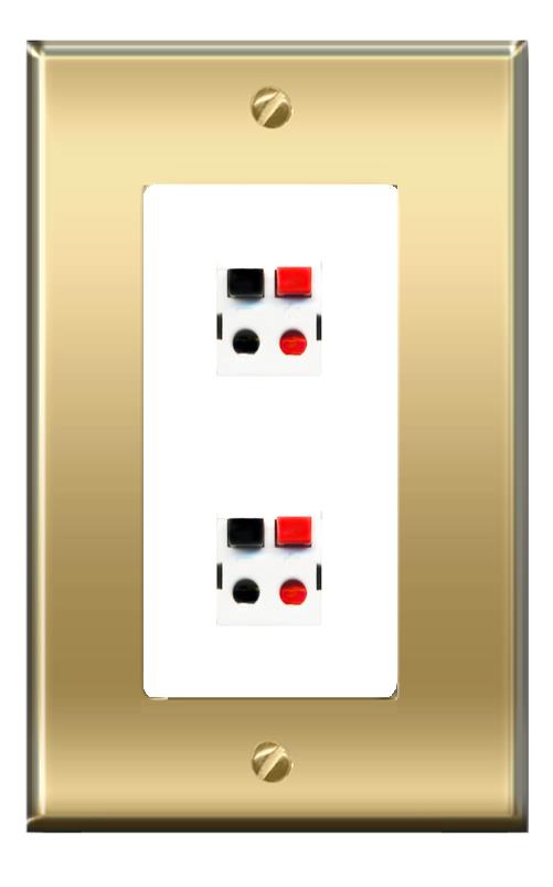 RiteAV -RiteAV 2 SPEAKER Wall Plate Decorative [Brass/White]