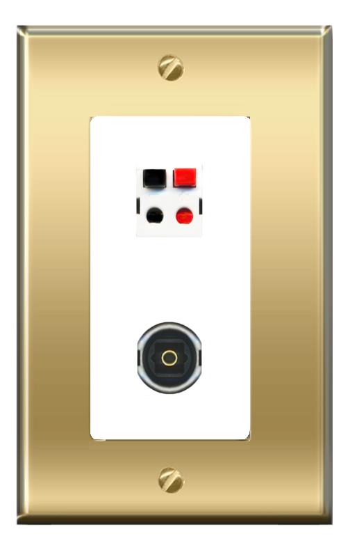 RiteAV -RiteAV SPEAKER TOSLINK Wall Plate Decorative [Brass/White]