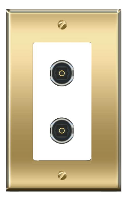 RiteAV -RiteAV 2 TOSLINK Wall Plate Decorative [Brass/White]