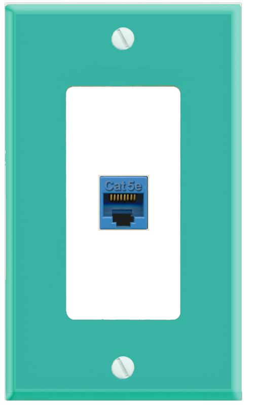 RiteAV CAT5E-BLUE Wall Plate [Turquoise-White]