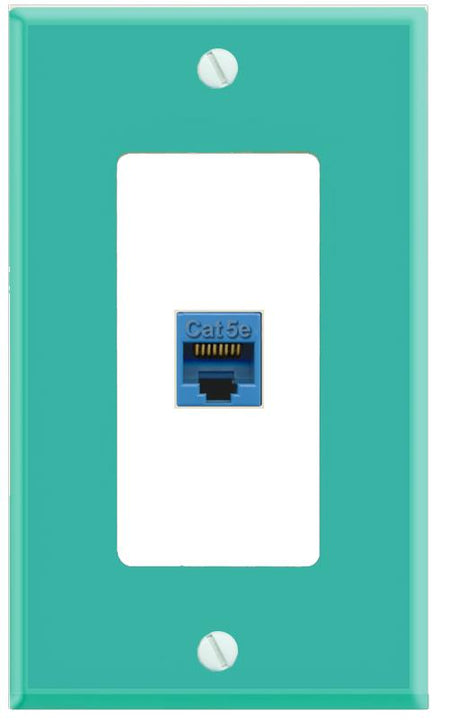 RiteAV CAT5E-BLUE Wall Plate [Turquoise-White]