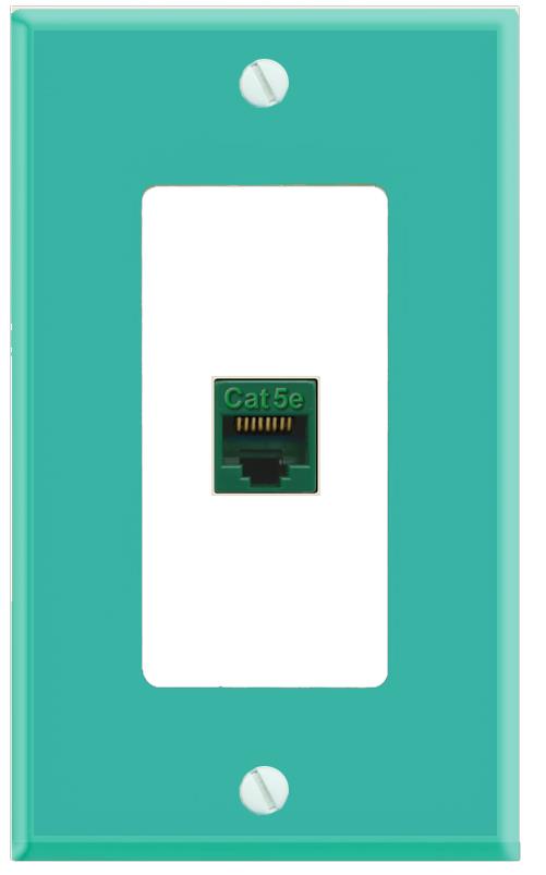 RiteAV CAT5E-GREEN Wall Plate [Turquoise-White]