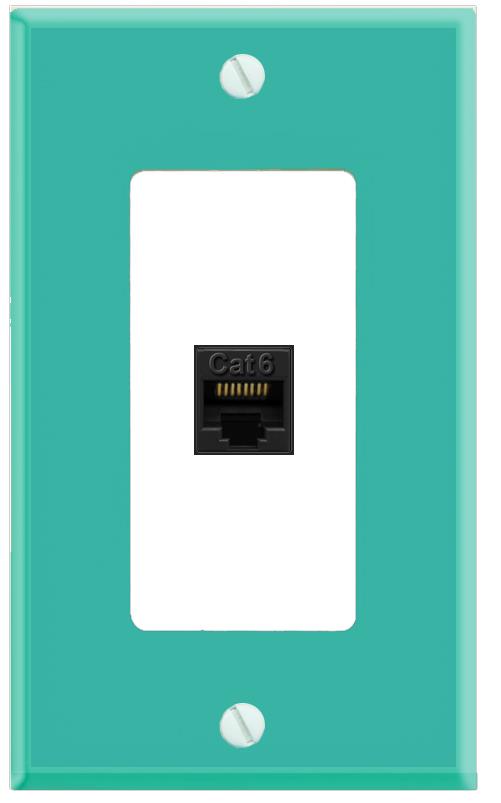 RiteAV CAT6-BLACK Wall Plate [Turquoise-White]