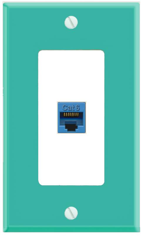 RiteAV CAT6-BLUE Wall Plate [Turquoise-White]