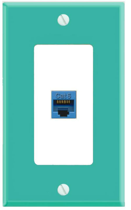 RiteAV CAT6-BLUE Wall Plate [Turquoise-White]