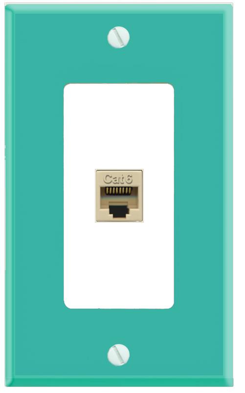 RiteAV CAT6-IVORY Wall Plate [Turquoise-White]