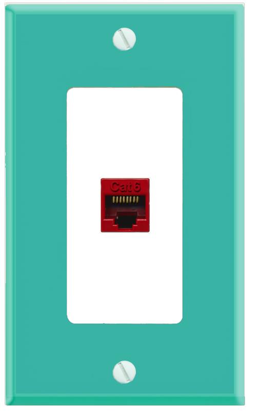 RiteAV CAT6-RED Wall Plate [Turquoise-White]