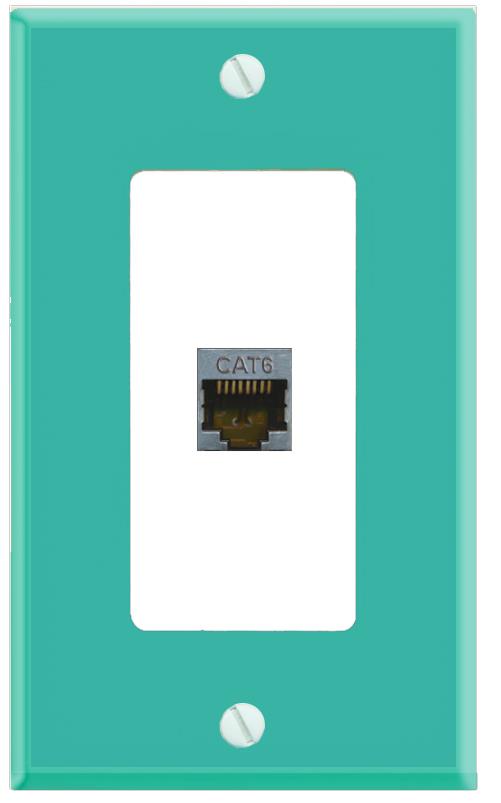 RiteAV CAT6-SHIELDED Wall Plate [Turquoise-White]