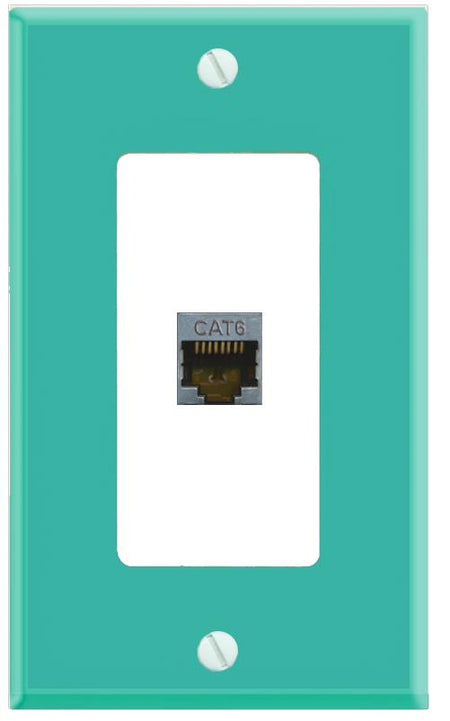 RiteAV CAT6-SHIELDED Wall Plate [Turquoise-White]