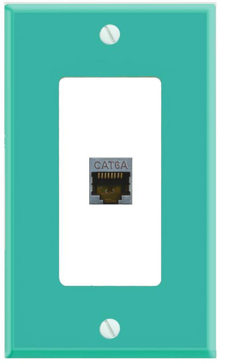 RiteAV CAT6A Wall Plate [Turquoise-White]