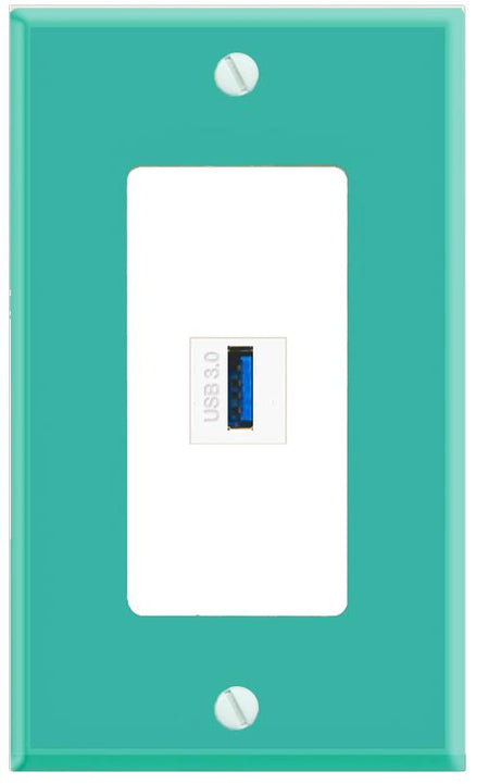 RiteAV USB-3 Wall Plate [Turquoise-White]