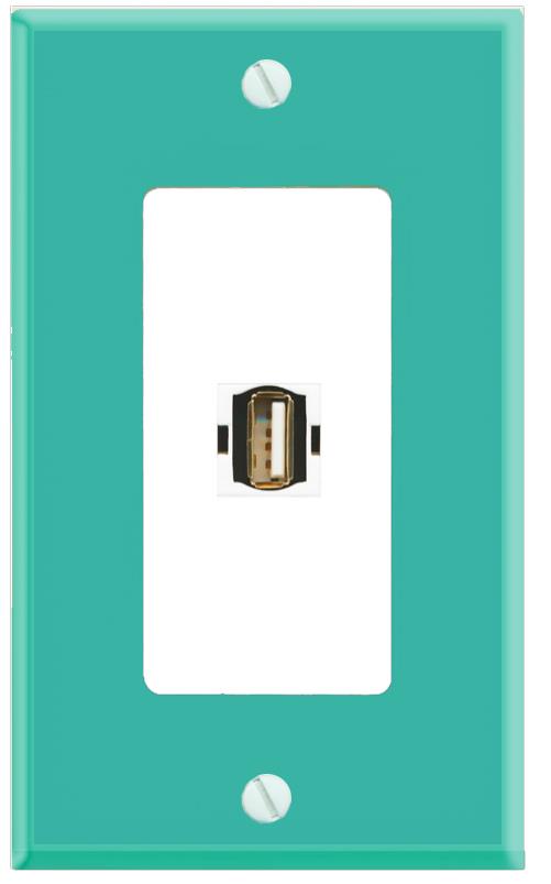 RiteAV USB2 Wall Plate [Turquoise-White]