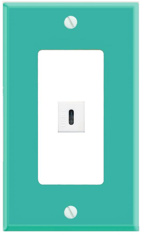 RiteAV USBC Wall Plate [Turquoise-White]