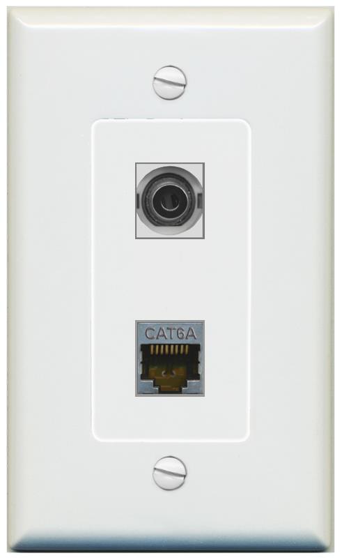 1 3.5mm 1 CAT6A Wall Plate [Gray]