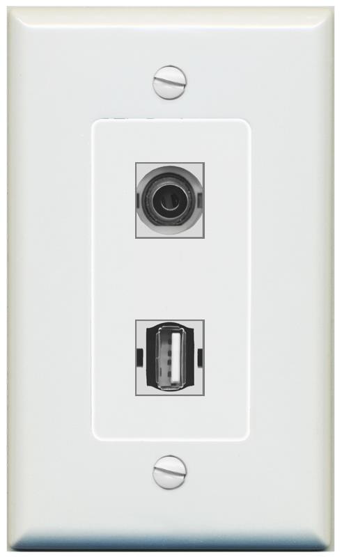 1 3.5mm 1 USB2 Wall Plate [Gray]