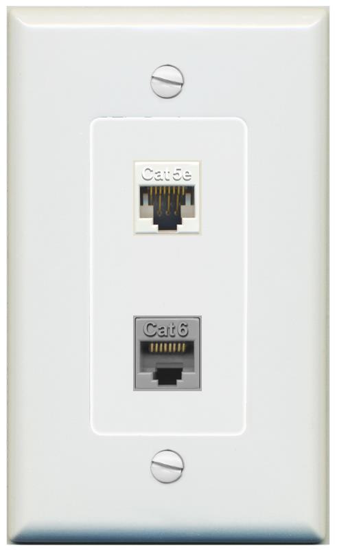1 CAT5E 1 CAT6 Wall Plate [Gray]