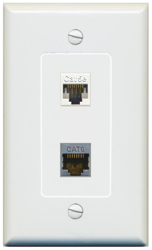 1 CAT5E 1 CAT6-SHIELDED Wall Plate [Gray]