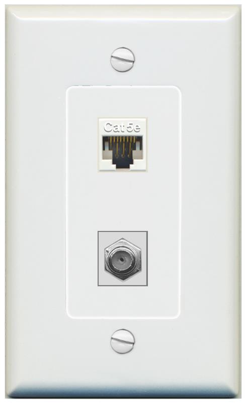 1 CAT5E 1 COAX Wall Plate [Gray]
