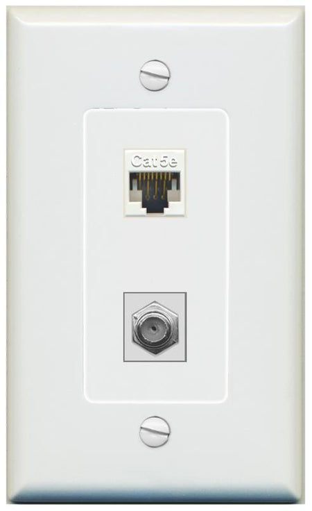 1 CAT5E 1 COAX Wall Plate [Gray]