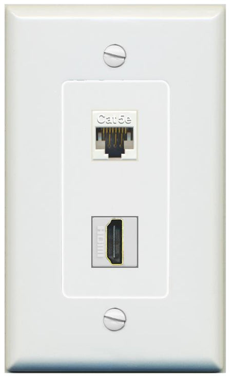 1 CAT5E 1 HDMI Wall Plate [Gray]