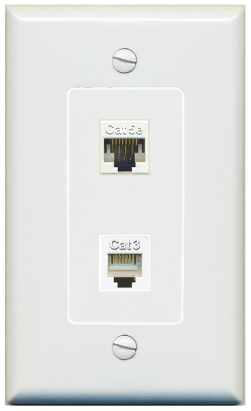 1 CAT5E 1 PHONE Wall Plate [Gray]