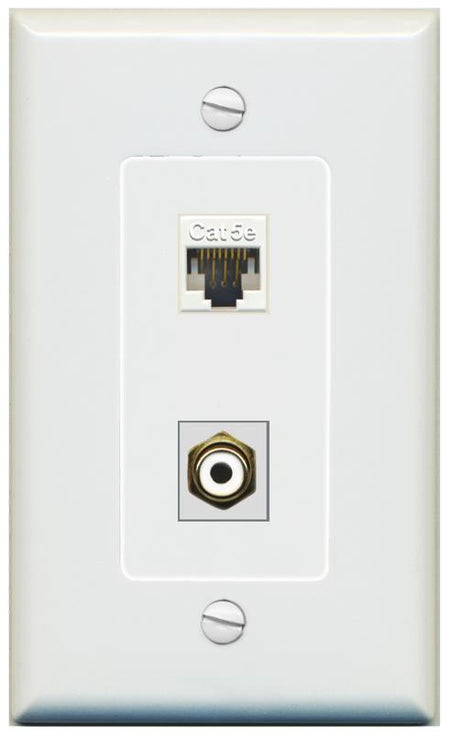 1 CAT5E 1 RCA-WHITE Wall Plate [Gray]
