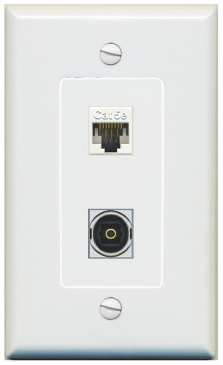 1 CAT5E 1 TOSLINK Wall Plate [Gray]