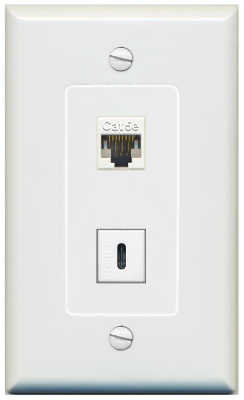 1 CAT5E 1 USBC Wall Plate [Gray]