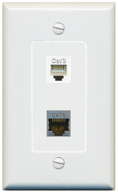 1 CAT6-SHIELDED 1 PHONE Wall Plate [Gray]