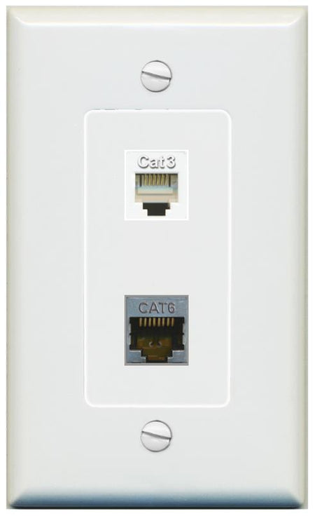 1 CAT6-SHIELDED 1 PHONE Wall Plate [Gray]