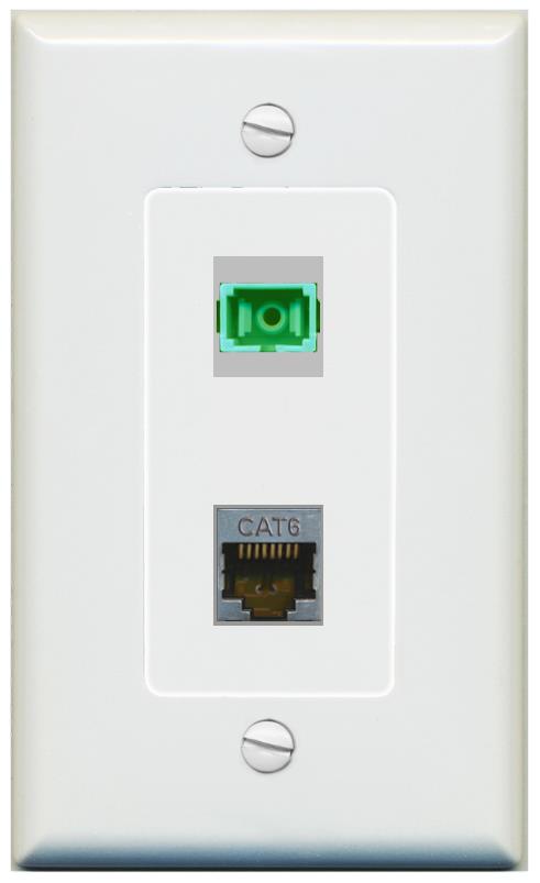 1 CAT6-SHIELDED 1 SC-APC-SX Wall Plate [Gray]