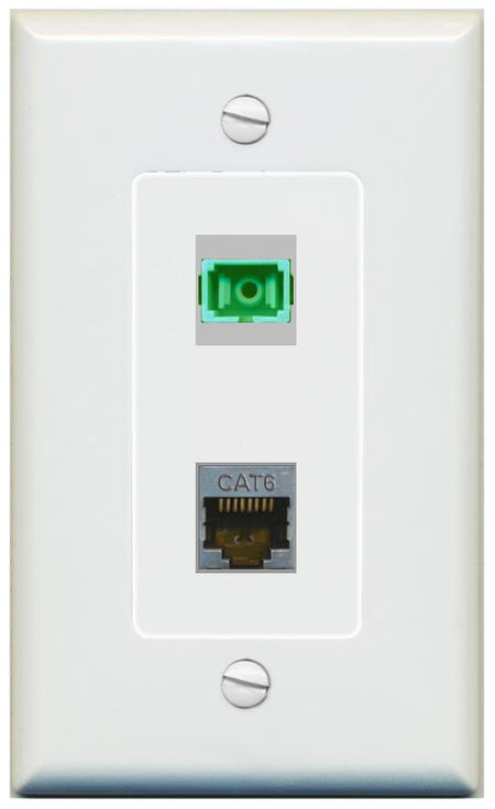 1 CAT6-SHIELDED 1 SC-APC-SX Wall Plate [Gray]