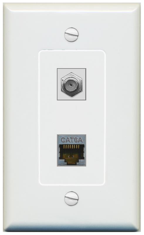 1 CAT6A 1 COAX Wall Plate [Gray]