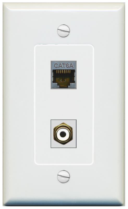 1 CAT6A 1 RCA-WHITE Wall Plate [Gray]