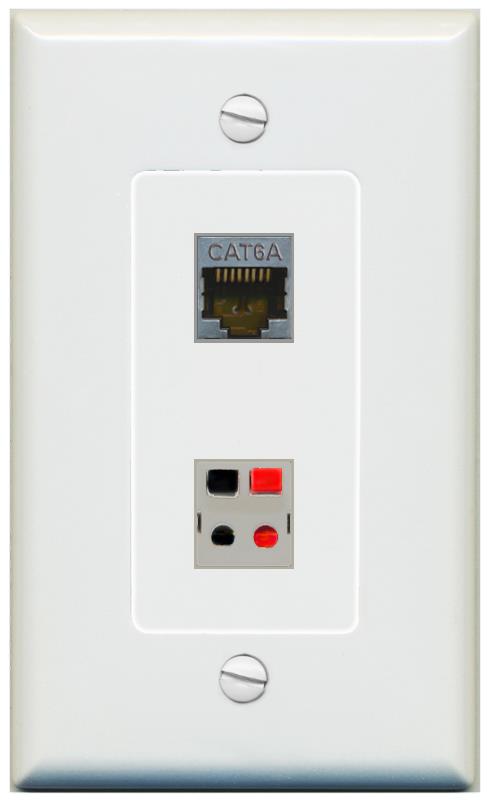 1 CAT6A 1 SPEAKER Wall Plate [Gray]