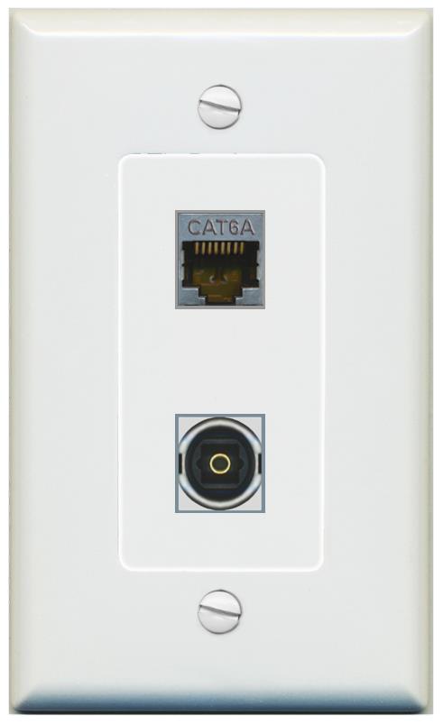 1 CAT6A 1 TOSLINK Wall Plate [Gray]