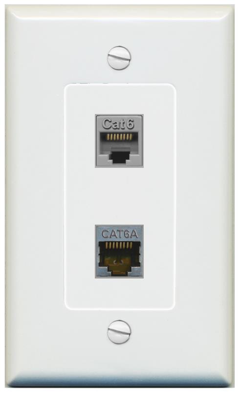 1 CAT6 1 CAT6A Wall Plate [Gray]