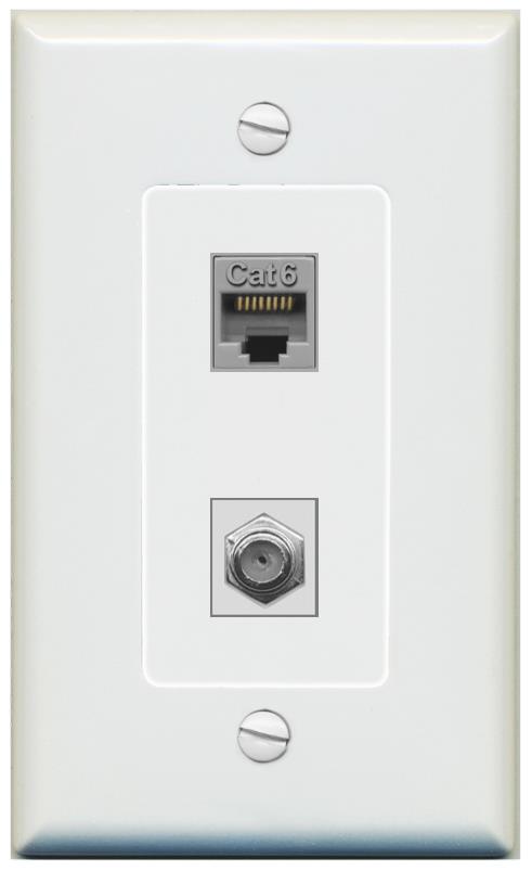 1 CAT6 1 COAX Wall Plate [Gray]