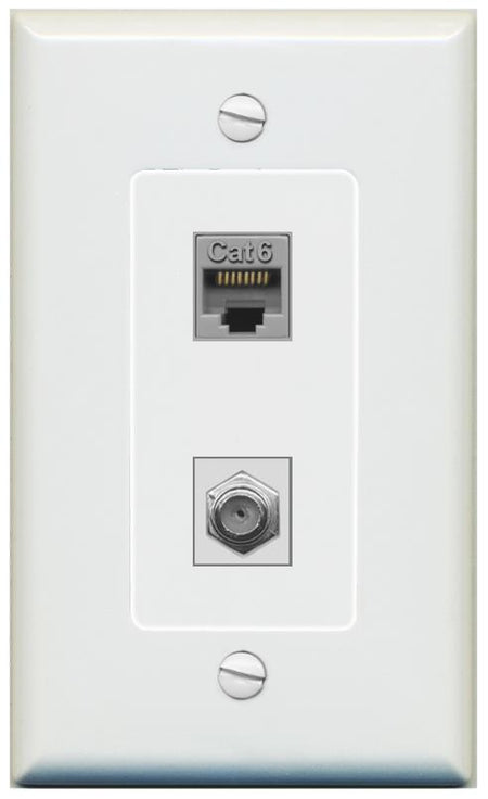 1 CAT6 1 COAX Wall Plate [Gray]