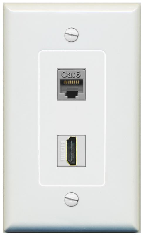 1 CAT6 1 HDMI Wall Plate [Gray]
