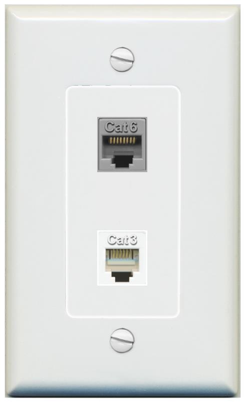1 CAT6 1 PHONE Wall Plate [Gray]