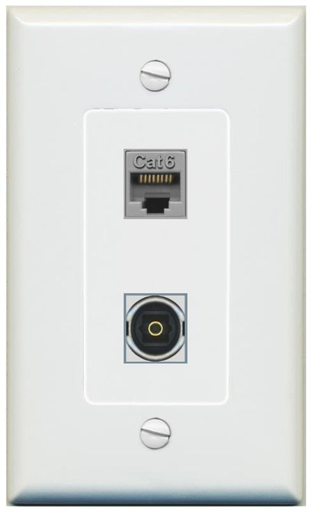 1 CAT6 1 TOSLINK Wall Plate [Gray]