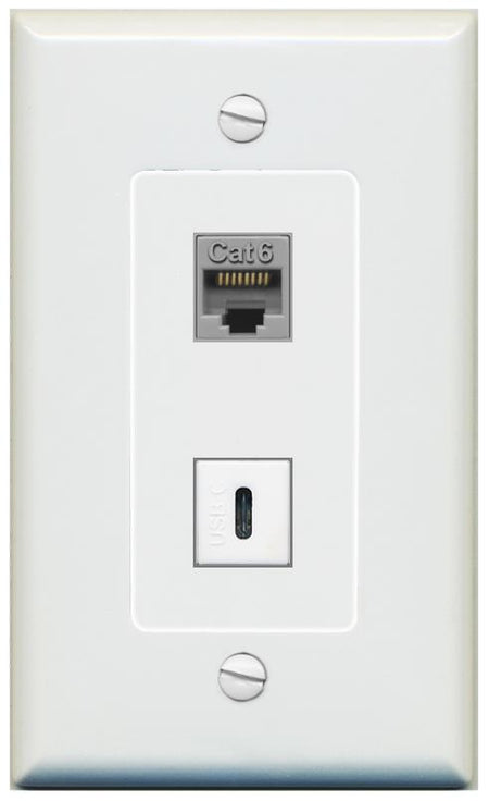 1 CAT6 1 USBC Wall Plate [Gray]