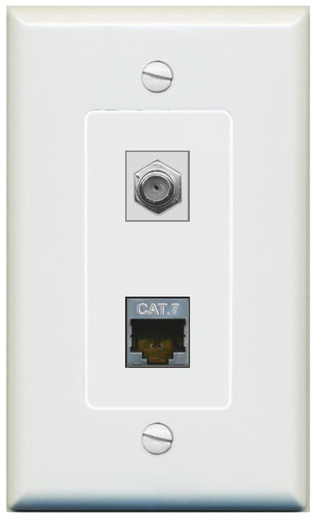 1 CAT7 1 COAX Wall Plate [Gray]
