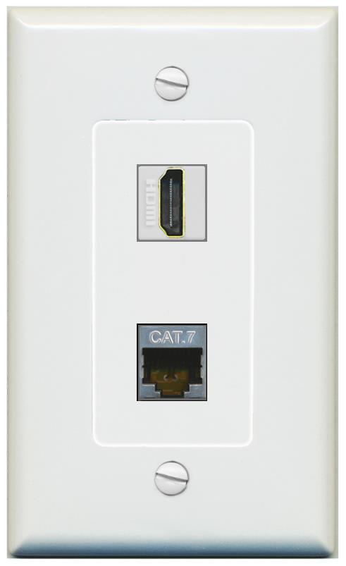 1 CAT7 1 HDMI Wall Plate [Gray]