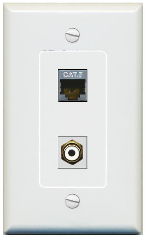 1 CAT7 1 RCA-WHITE Wall Plate [Gray]